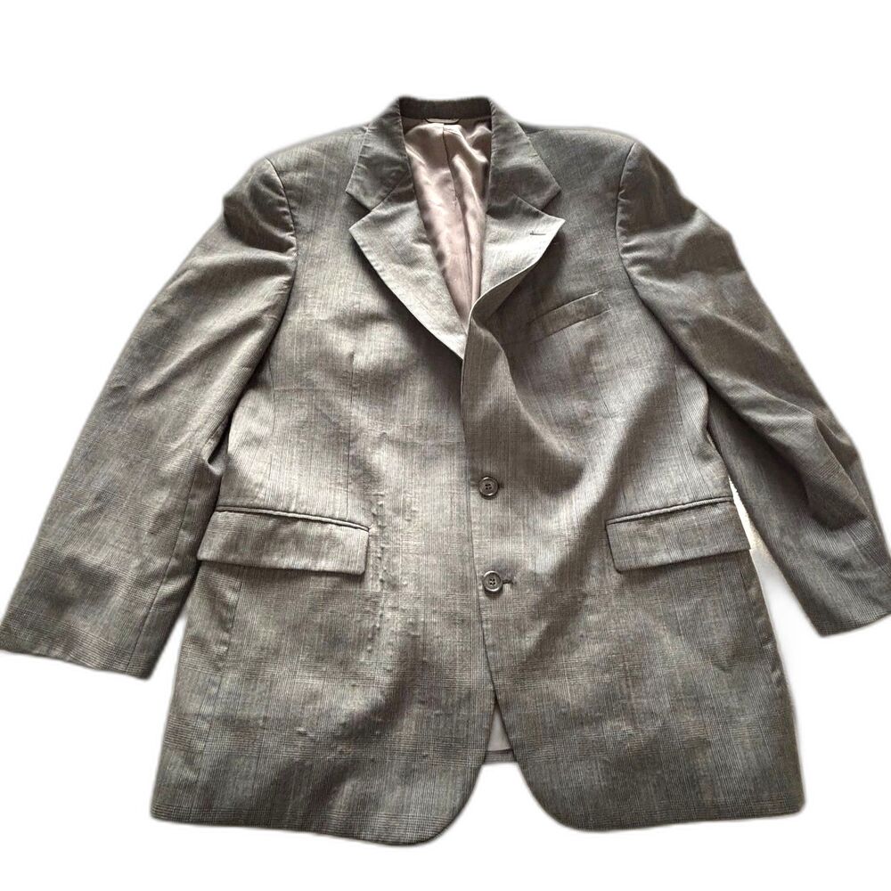 Vintage Hastings Traditions 100% Wool Gray Glen Plaid Blazer 44R estimated size